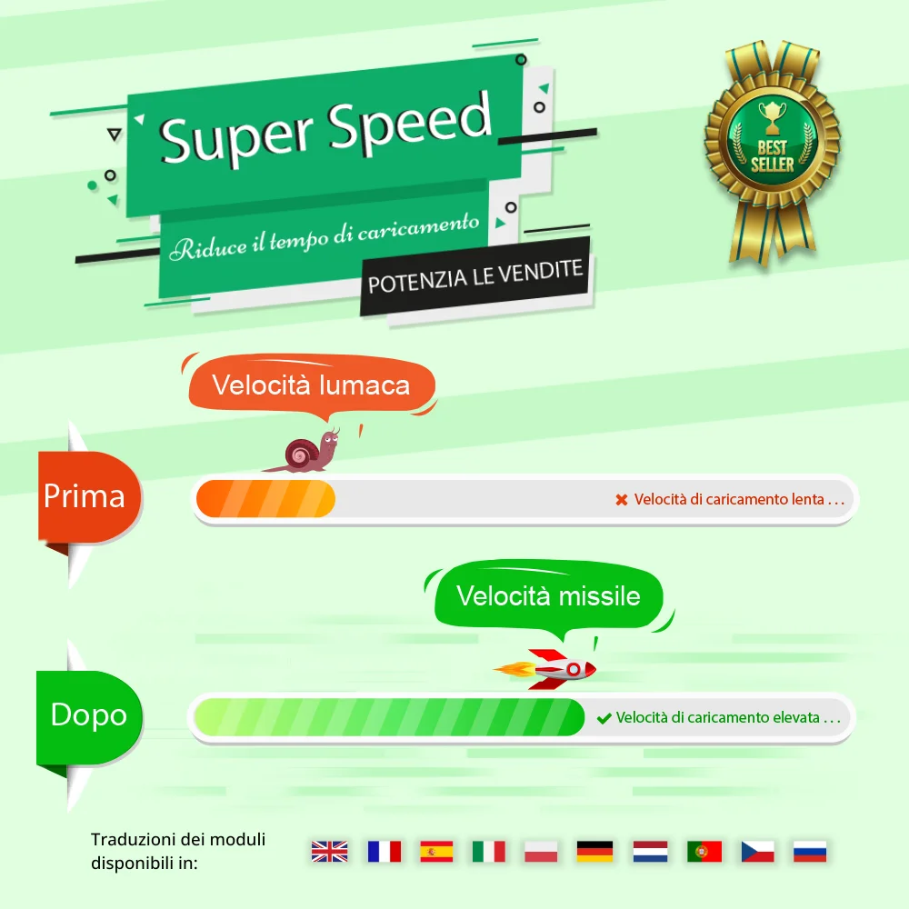 Super Speed - Incredibilmente veloce - WebP, Cache di pagina & SEO