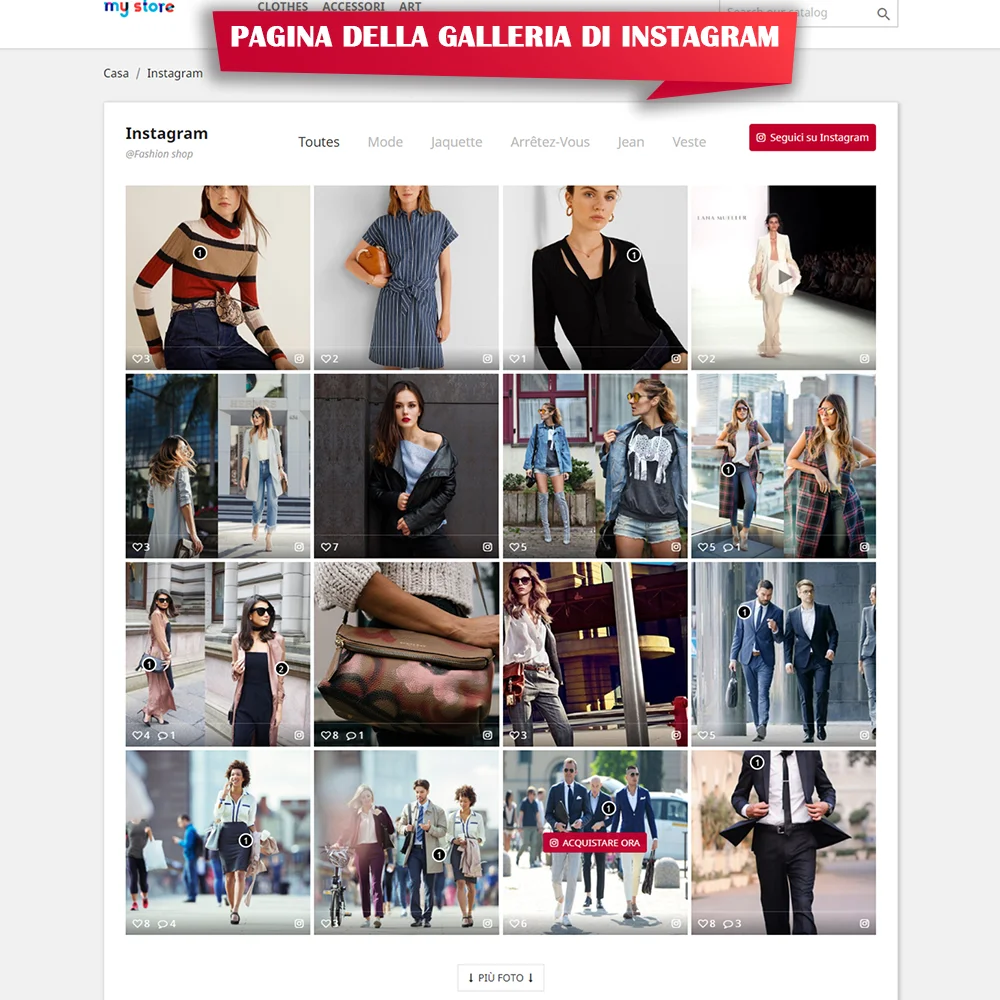 Pagina della galleria di Instagram