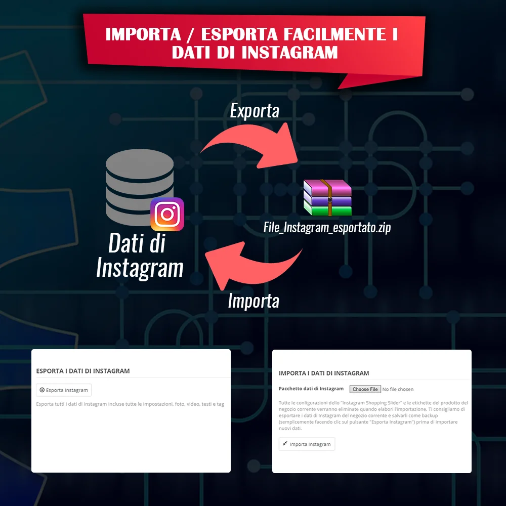 Importa/esporta facilmente i dati di Instagram