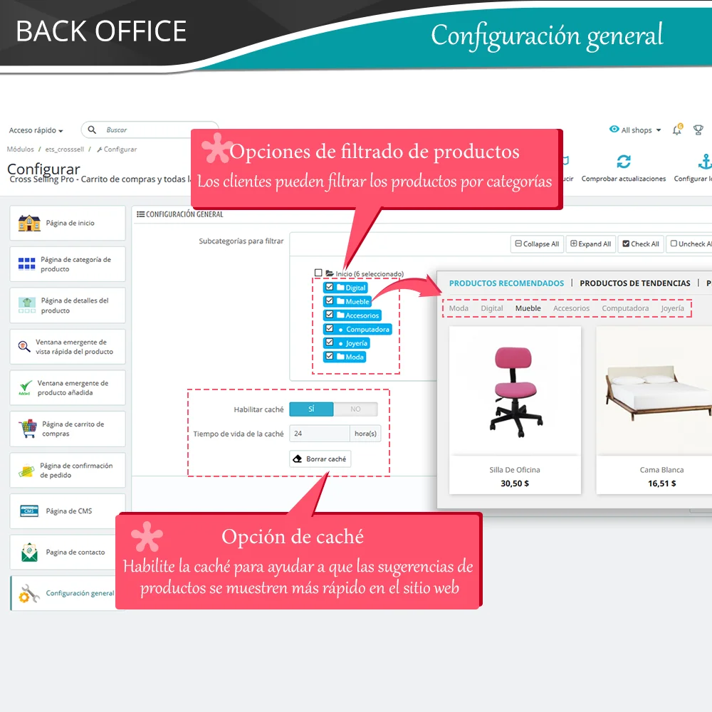 Presenta el módulo de venta cruzada de PrestaShop