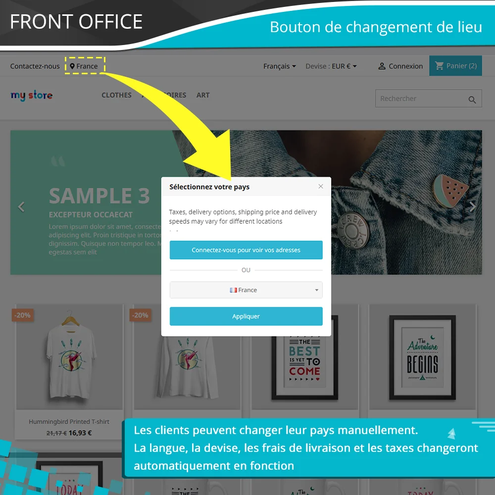 Bouton de changement de localisation