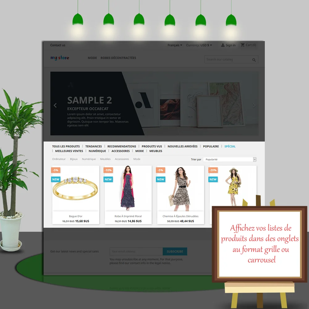 Présentation du module PrestaShop pour les produits de la page d'accueil
