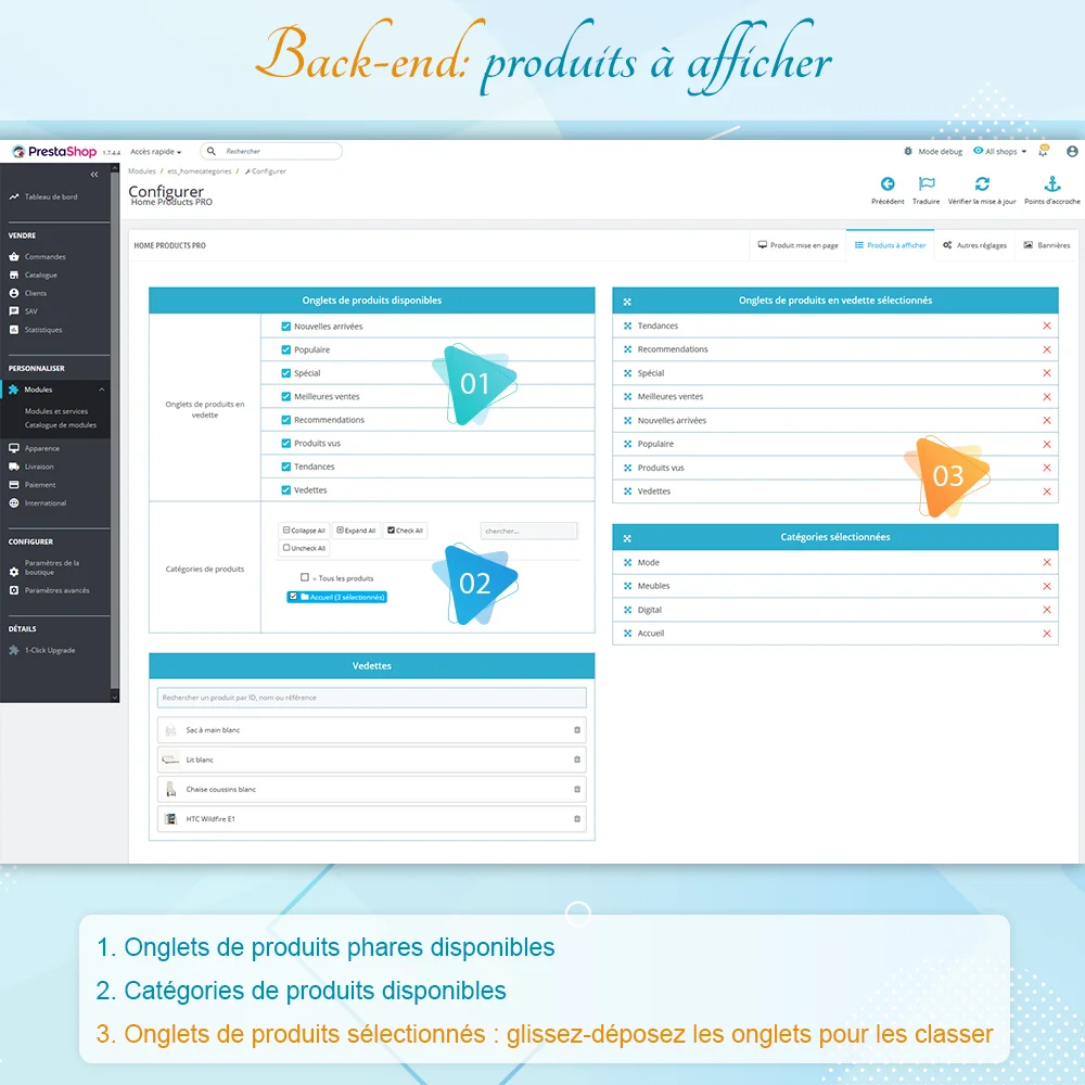 Présentation du module PrestaShop pour les produits de la page d'accueil