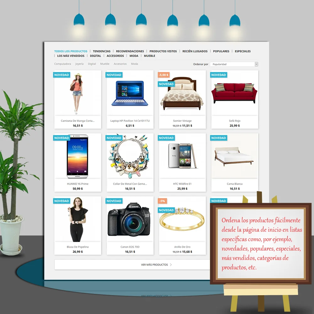 Módulo de catálogo de inicio de PrestaShop que muestra productos en la página de inicio en una lista específica Módulo de catálogo de inicio de PrestaShop que muestra productos en la página de inicio en una lista específica