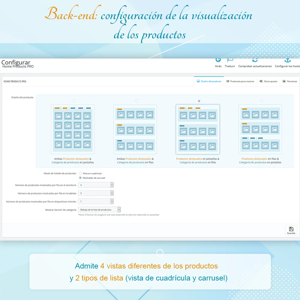 Configuraciones de diseño de productos
