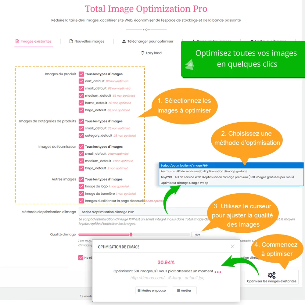 La méthode d'optimisation d'image PrestaShop permet de réduire la taille des images, d'accélérer le site Web...